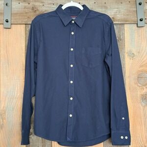 Untuck It Men's Large Long Sleeve Shirt Navy Button Up 100% Cotton